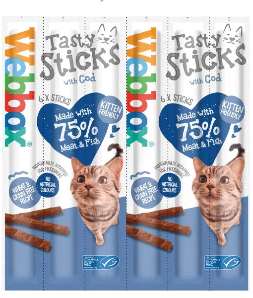   - Natural ingredient cat food  Webbox - Tasty Sticks Cod Cat Treats 6 sticks