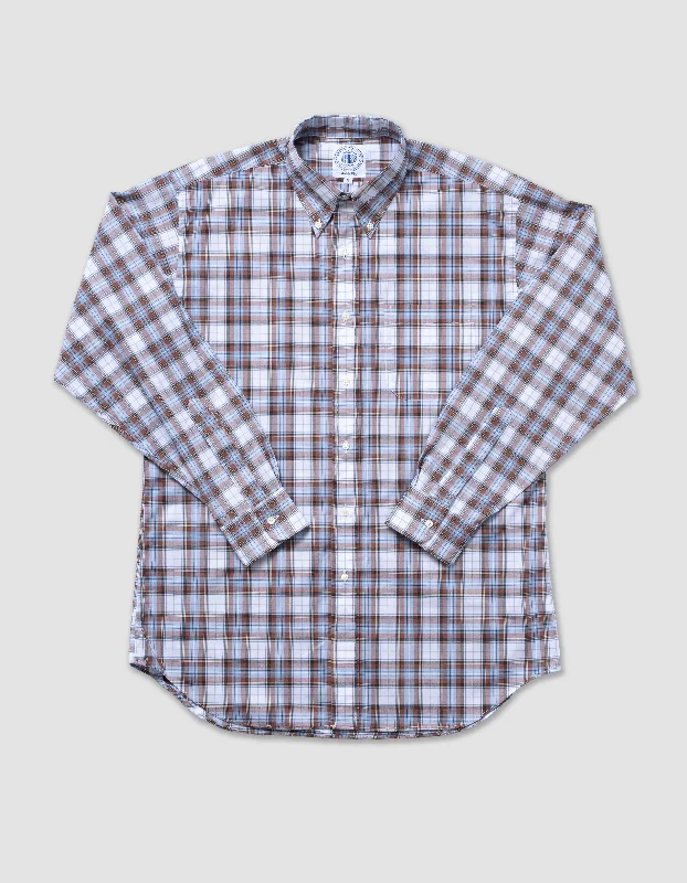 - Car dog seat beltLONG SLEEVE PLAID SHIRT - BROWN/ LIGHT BLUE PLAID