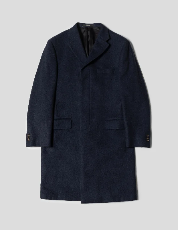 - Foldable and portable cat bag3 BUTTON FLY-FRONT CASHMERE COAT - NAVY