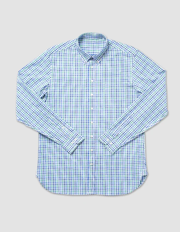 - ​​Pet toys under    yuanCOTTON LONG SLEEVE GINGHAM SHIRT- GREEN/BLUE