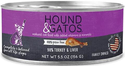    - Cat food for multi-cat households  Hound & Gatos Grain Free 98% Turkey for Cat