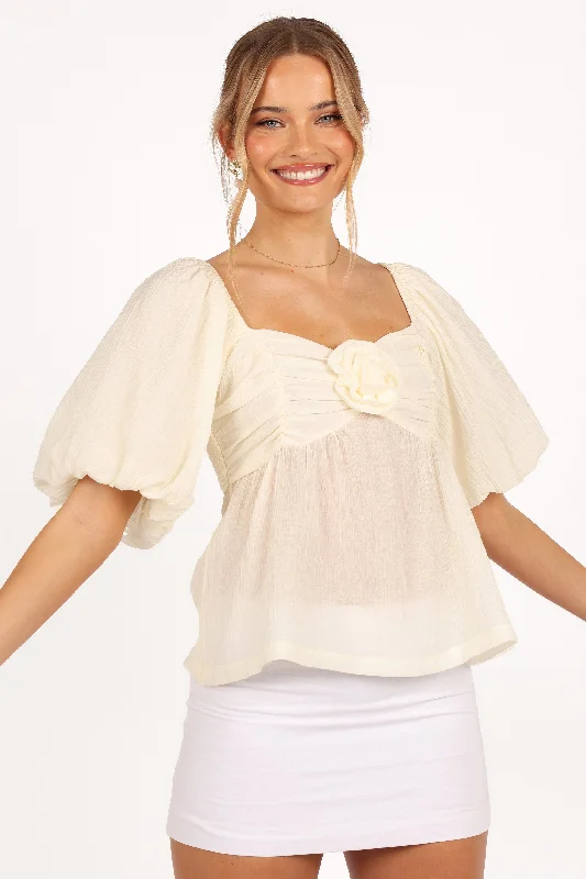 ---Emerson Rosette Top - Ivory