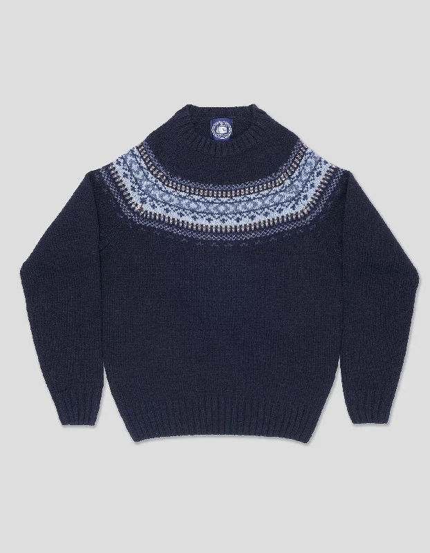  -Non-contact cat thermometerSHETLAND WOOL FAIR ISLE CREW NECK SWEATER - NAVY
