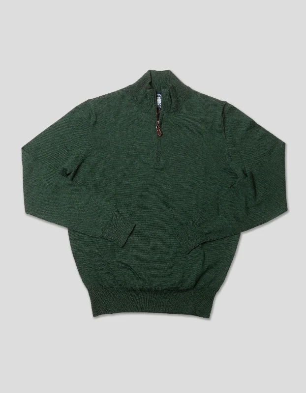 - Custom pet birthday cakeMERINO WOOL QUARTER ZIP UP - HUNTER GREEN