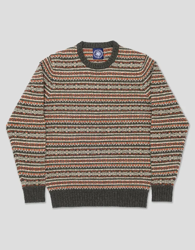 - Dog anti-slip matLAMBSWOOL FAIR ISLE CREW NECK SWEATER - OLIVE