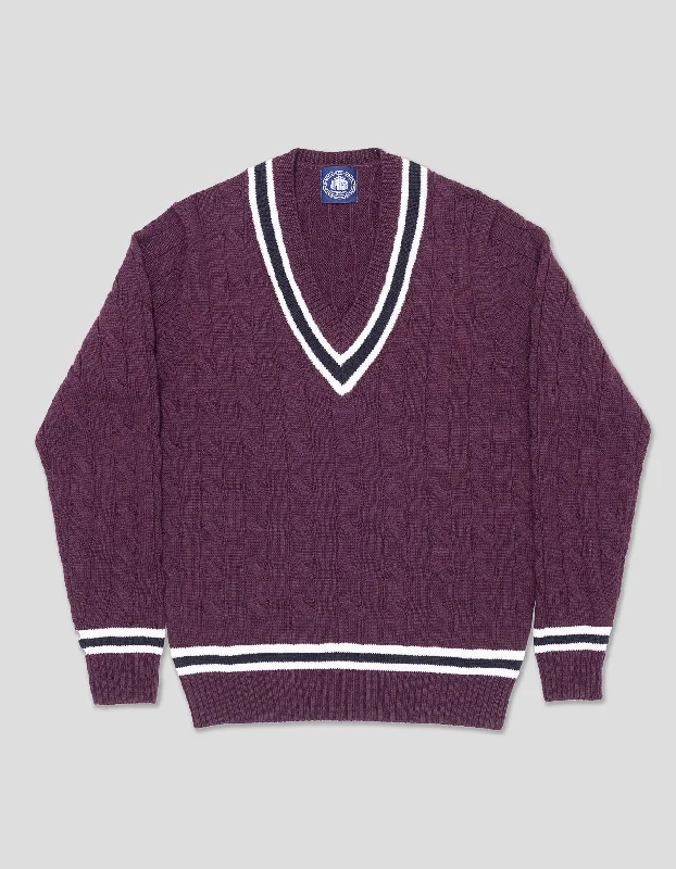 - Pet diabetes prescription foodMERINO WOOL CRICKET CABLE V-NECK SWEATER - DARK PURPLE