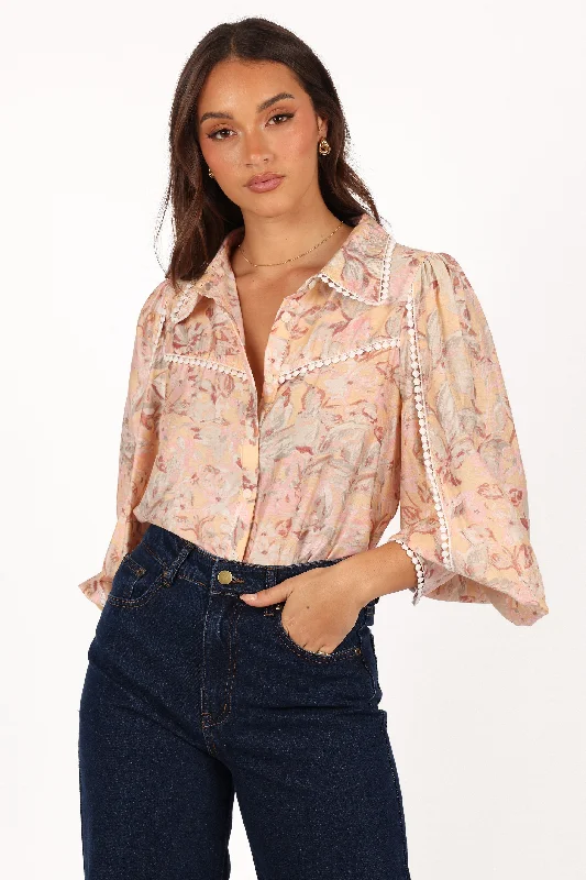 - Car dog seat beltFloria Top - Beige Floral
