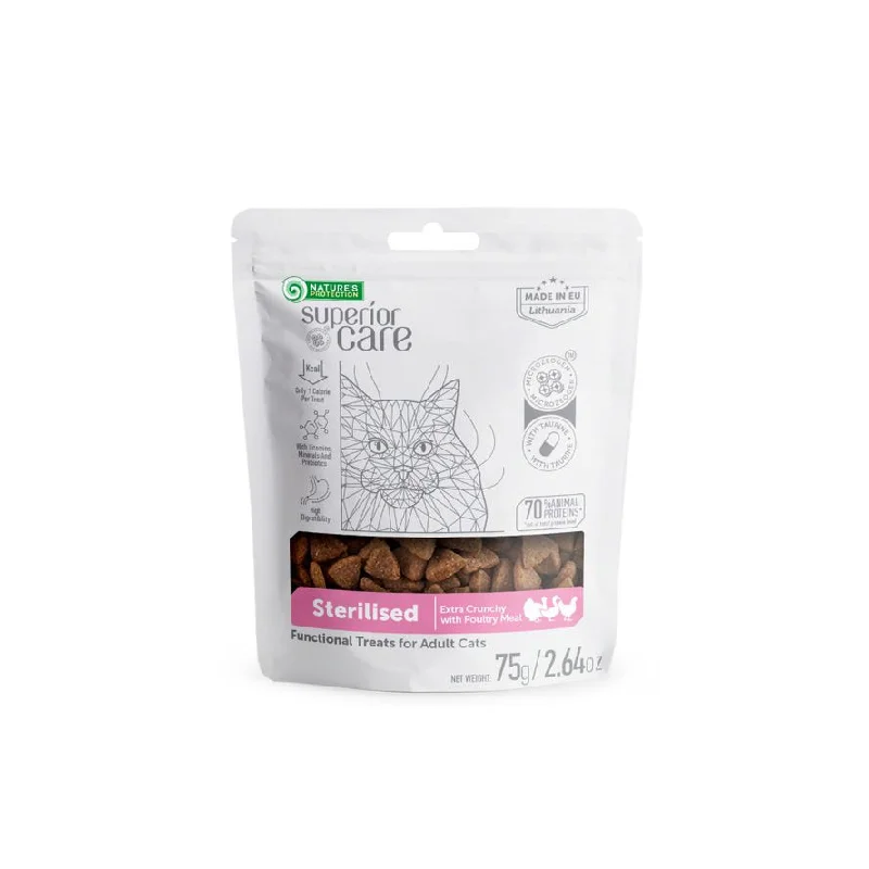    - Cat food nutritional analysis  Nature's Protection Superior Care Sterilised Cat Treats For Adult Cats Of All Breeds Weight Control Extra Crunchy With Poultry