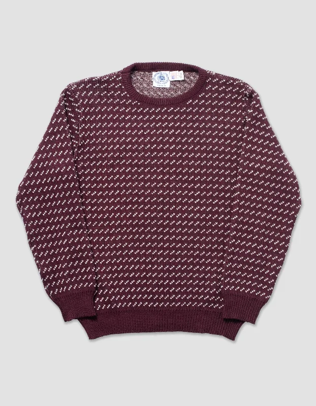 - Dog anti-slip matCOTTON CREW NECK CHEVRON SWEATER - BURGUNDY/NATURAL