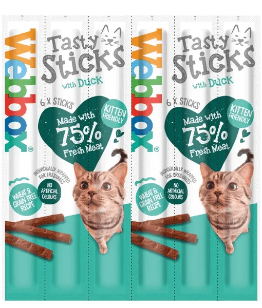    - Fish-based cat food  Webbox - Tasty Sticks Duck Cat Treats 6 sticks