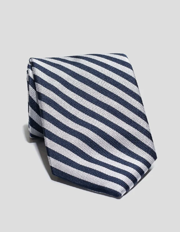  -Anti-scratch sofa protective coverSILK REPP MINI EQUAL STRIPE TIE - NAVY/SILVER