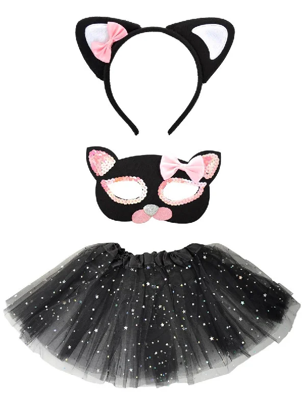 - Postoperative pet anti-licking Elizabethan collarSparkly Pink and Black Cat Girls 3 Piece Accessory Set