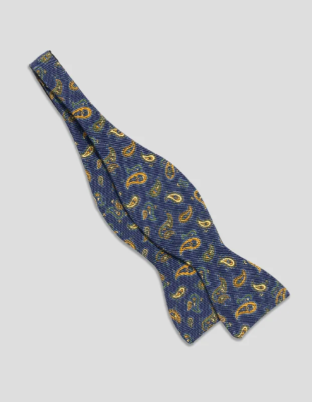 -Splash-proof food bowl AND Anti-choking slow food bowlIRISH POPLIN PAISLEY BOW TIE - NAVY/YELLOW -Splash-proof food bowl AND Anti-choking slow food bowlIRISH POPLIN PAISLEY BOW TIE - NAVY/YELLOW