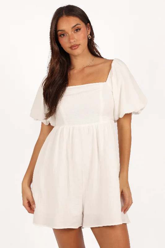 - Organic cotton dog bibsElise Romper - White