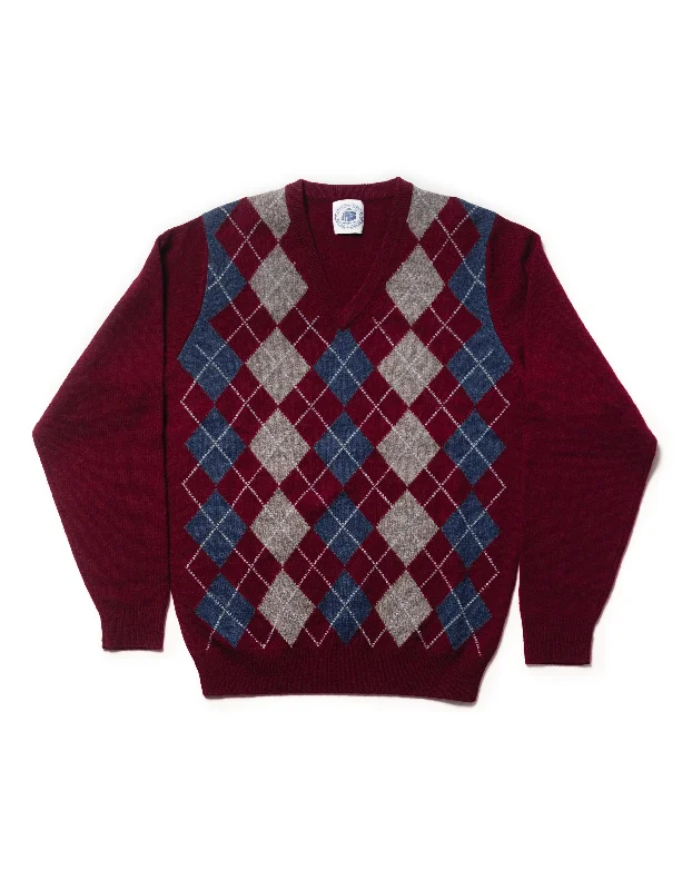 - Teething and chewing toys for puppiesLAMBSWOOL ARGYLE V NECK SWEATER - BURGUNDY/BLUE - Teething and chewing toys for puppiesLAMBSWOOL ARGYLE V NECK SWEATER - BURGUNDY/BLUE