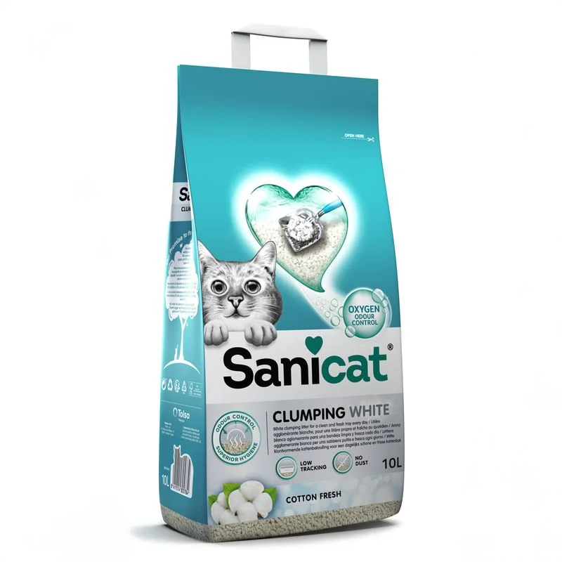 Pet ProductsSanicat Clumping White Cotton Fresh 10L