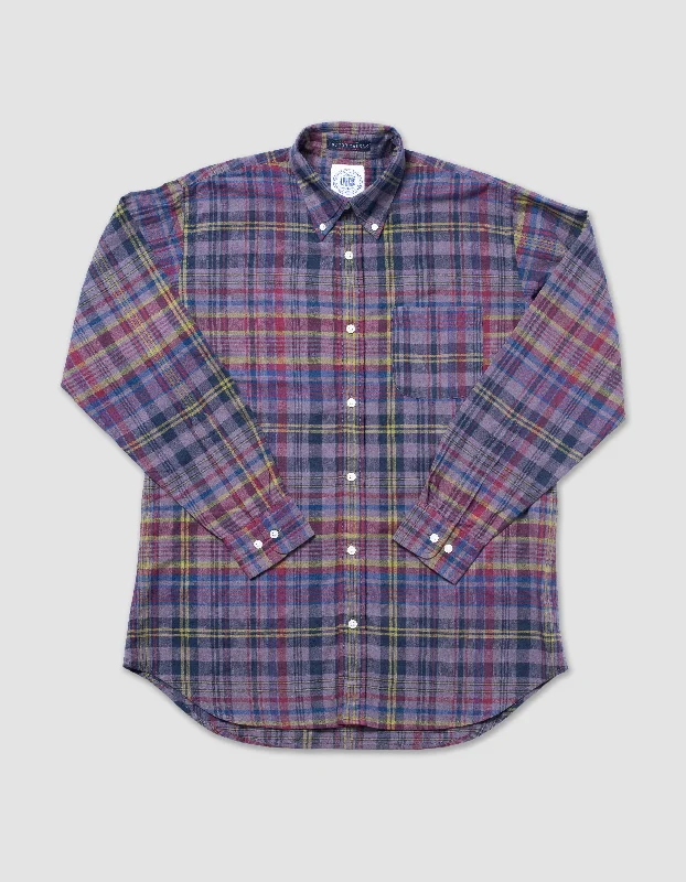 ---LONG SLEEVE MADRAS SHIRT - TEA STAINED