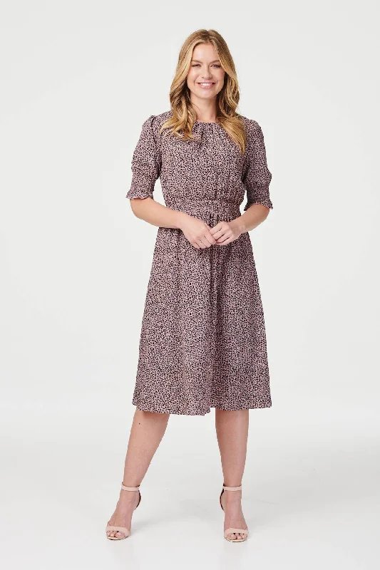 Ditsy Animal Print Tea Dress