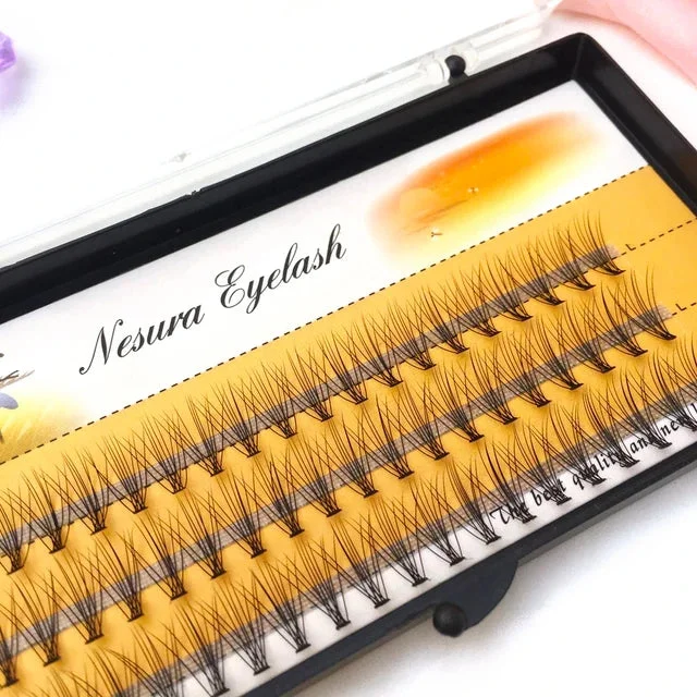 box 60 clusters 10/20D extension eyelashes, individual eyelashes, Natural Thick False Eyelashes, , Individual Eyelash Bunche 7mm