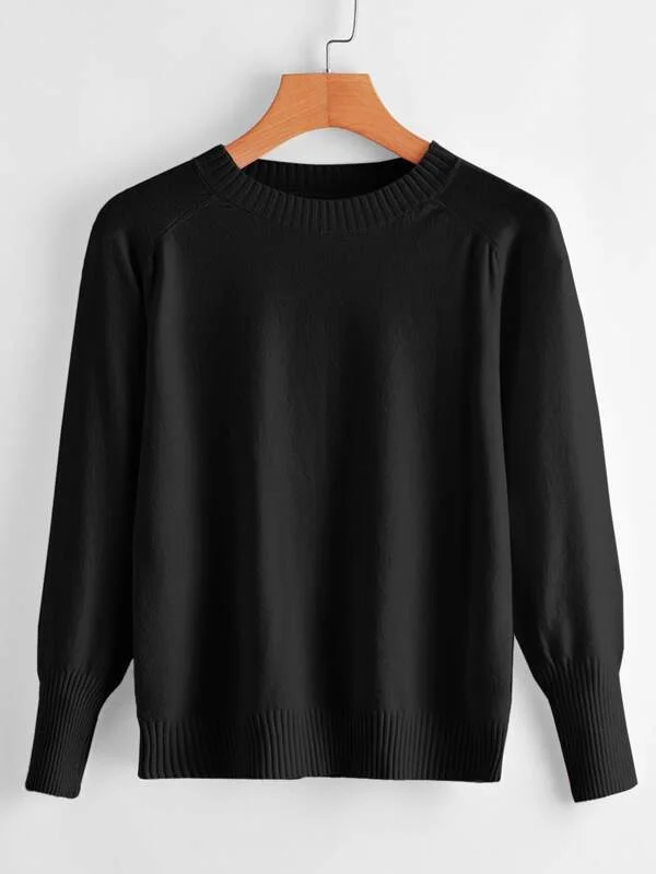 Raglan Sleeve Solid Sweater for Women