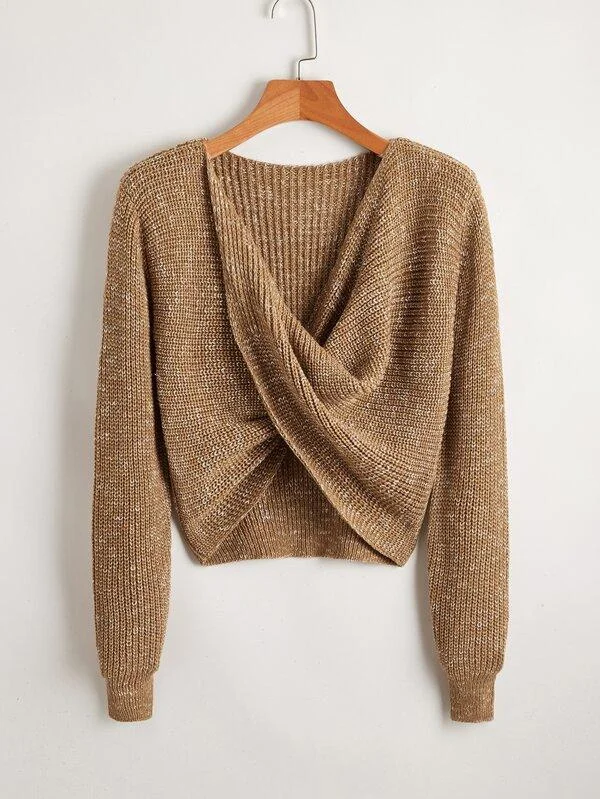 Twist Front High Low Sweater for Women