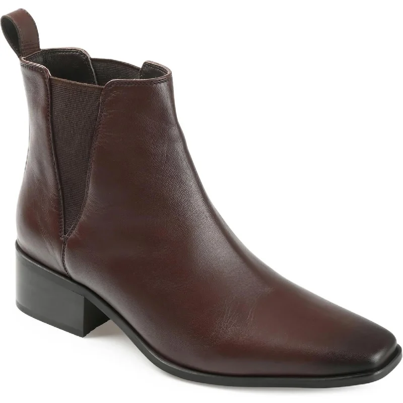 Brooklee Womens Leather Square Toe Booties